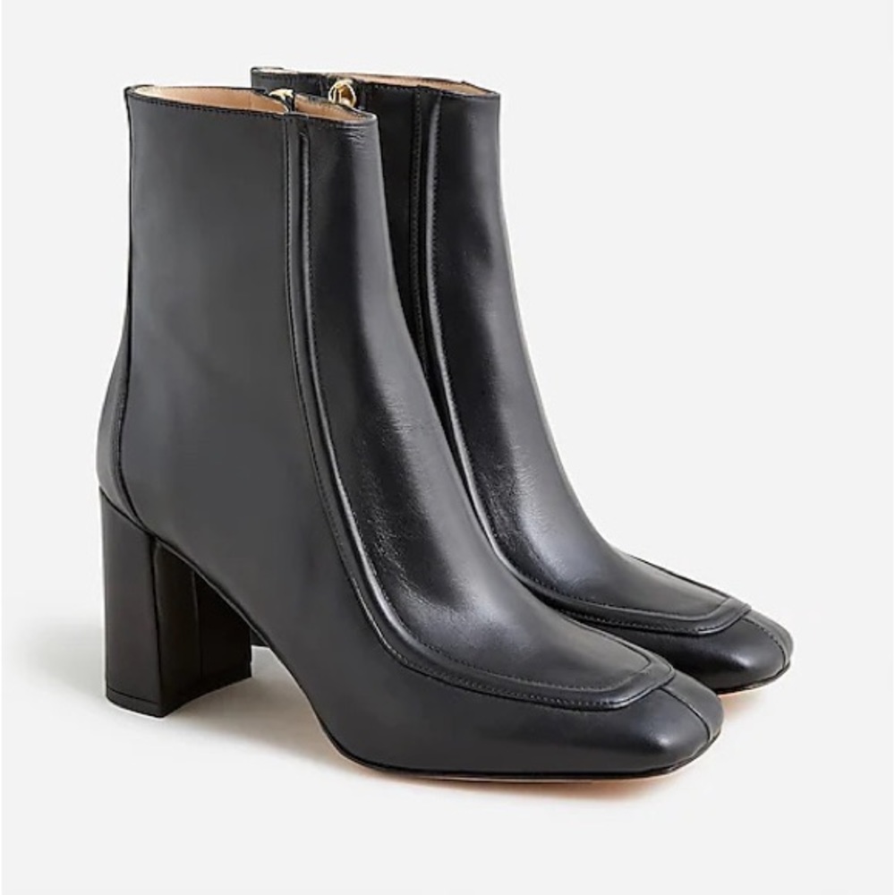 Square-toed ankle boots in Italian leather